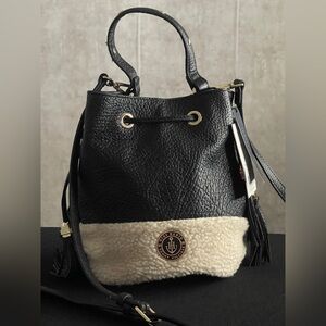 NWTs Tommy Hilfiger GiGi Hadid Leather Shearling Adj. Strap Mini-Small BucketBag